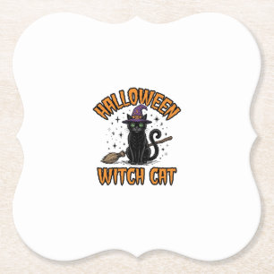 Halloween-Hexenkatze Vintage-Stichdesign_1 Untersetzer
