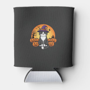 Halloween Hexenkatzen-Kürbis-Mond-Design_1 Dosenkühler