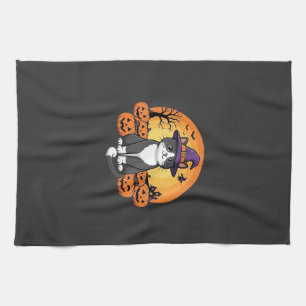 Halloween Hexenkatzen-Kürbis-Mond-Design_1 Geschirrtuch