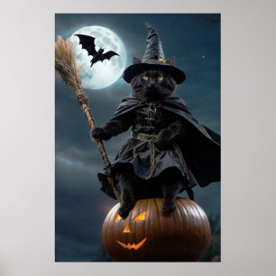 Halloween Hexenkatzenplakat (Closeup-Version) Poster