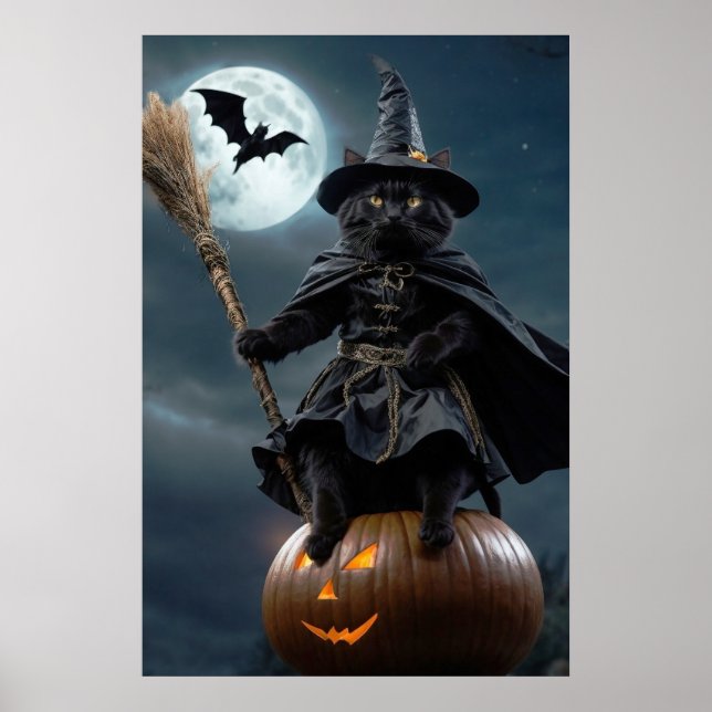 Halloween Hexenkatzenplakat (Closeup-Version) Poster (Vorne)