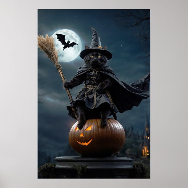 Halloween Hexenkatzenplakat Poster (Vorne)