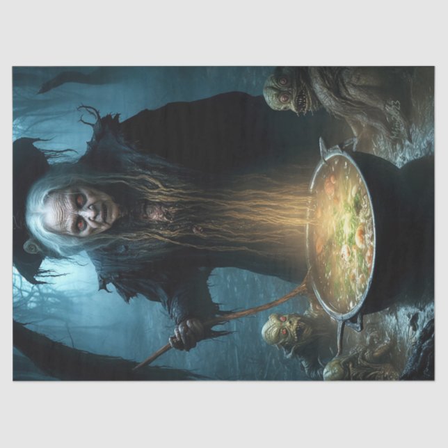 Halloween Hexenkessel mit Suppe Seidenpapier (Vorderseite)