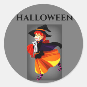 Halloween Hexenkleber. Runder Aufkleber