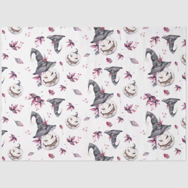 Halloween Hexenkürbisgeweihpapier Seidenpapier (Vorderseite)