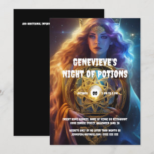 Halloween-Hexenmeistermädchen Einladung