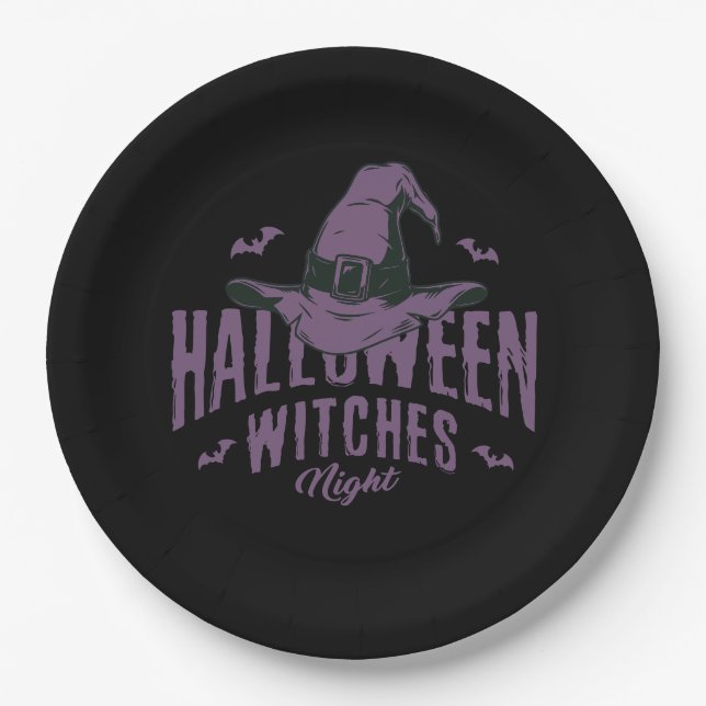 Halloween "Hexennacht" Papierplatte Pappteller (Vorderseite)