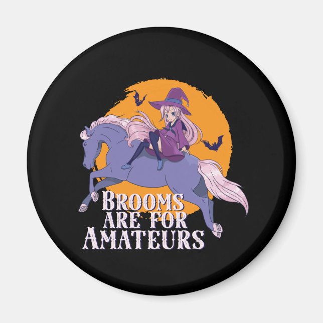 Halloween Hexenpferd Lover Niedlich Anime Girl Magnet (Vorne)