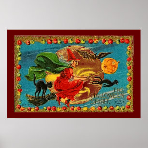 Halloween-Hexenposter in Rot Poster