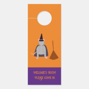 Halloween Hexenrat und Broom Double Side Custom Türanhänger