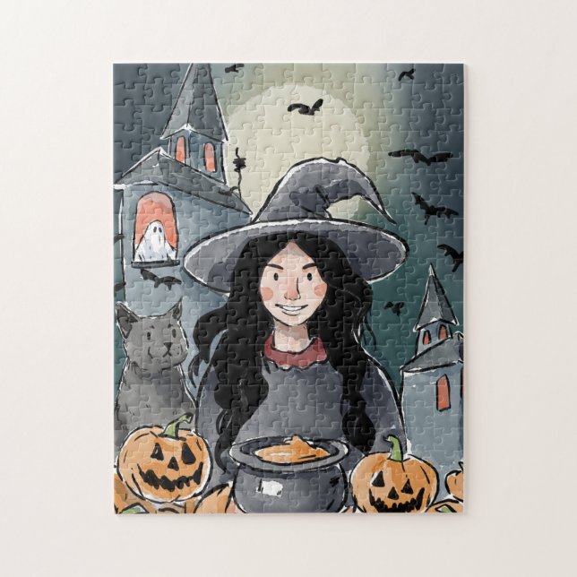 Halloween-Hexenrätsel Puzzle (Vertikal)