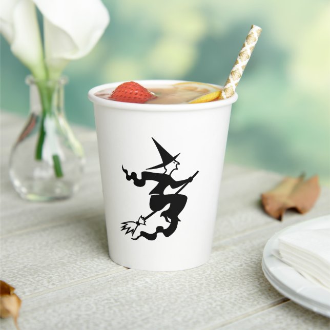 Halloween Hexenschwarz-weiß-Spore Pappbecher (In Situ)
