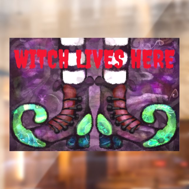 Halloween Hexenstiefel Whimsical Lila Green Fensteraufkleber (Blatt 2)