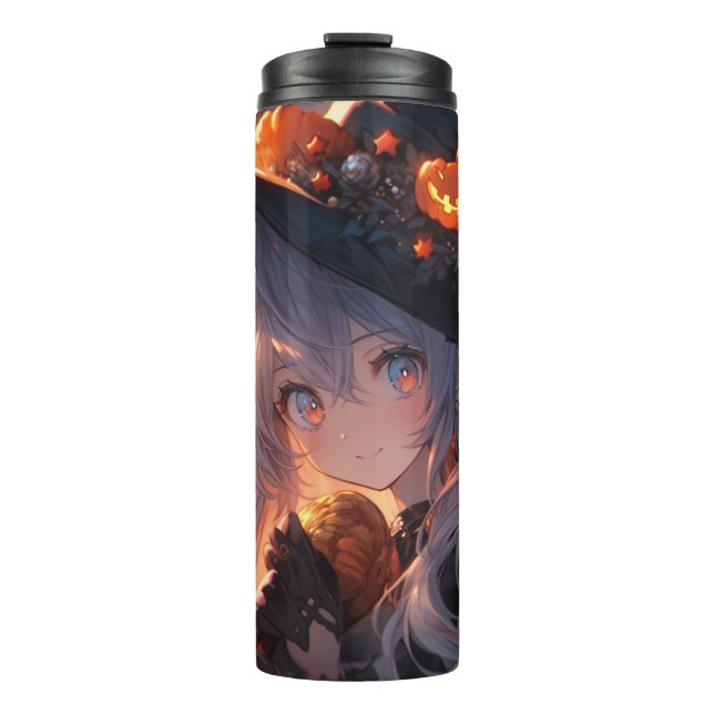 Halloween-Hexenszene Thermosbecher (Vorderseite)