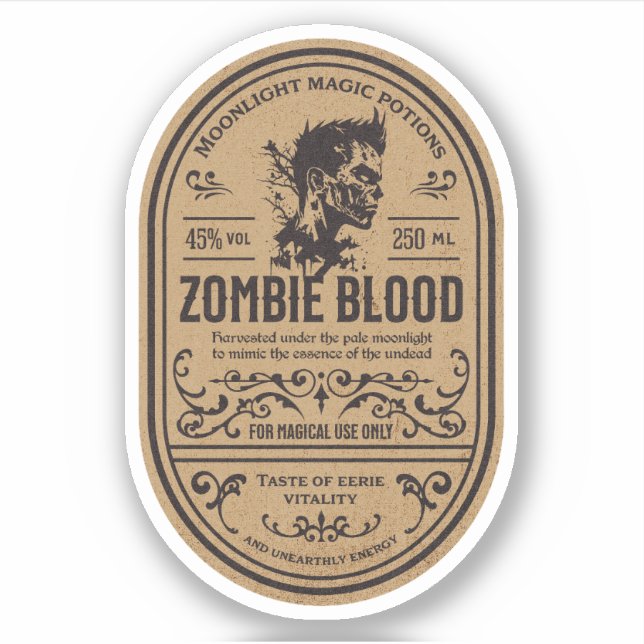 Halloween Hexentränke Apothekarflaschen-Etikett Aufkleber (Vorderseite)
