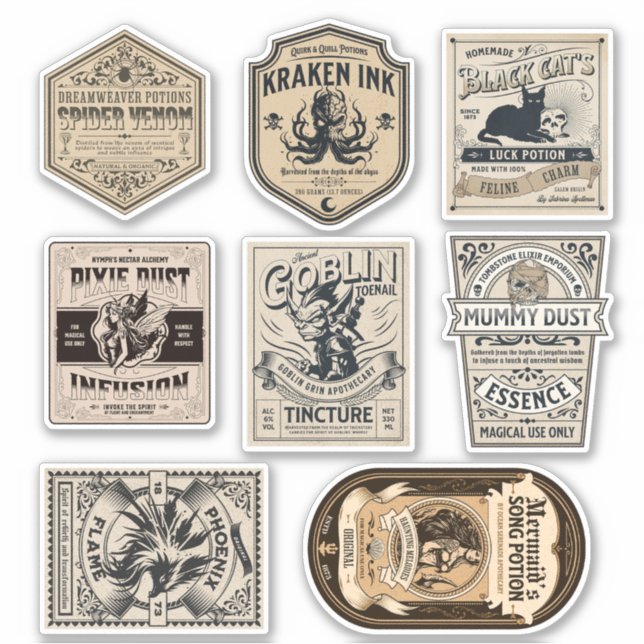 Halloween Hexentränke Zauberkunst Apotheker Aufkleber (Vorderseite)