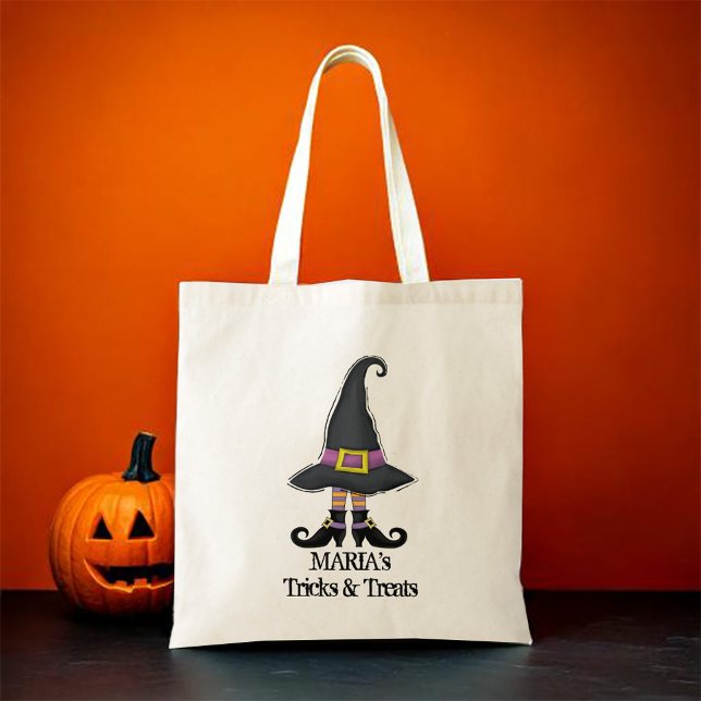 Halloween Hexentrick oder Behandeln nach Maß Tragetasche (Cute Witch Halloween Trick or treat tote bag)