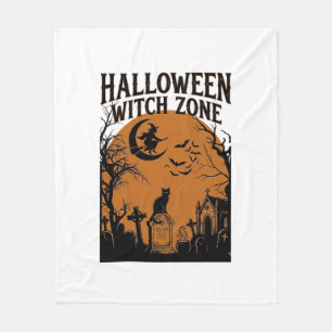 Halloween Hexenzone Schwarze Katze Friedhof Fleder Fleecedecke