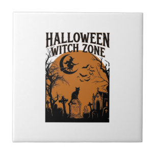 Halloween Hexenzone Schwarze Katze Friedhof Fleder Fliese