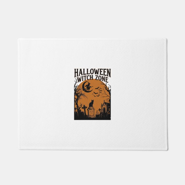 Halloween Hexenzone Schwarze Katze Friedhof Fleder Fußmatte (Vorderseite)