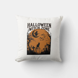 Halloween Hexenzone Schwarze Katze Friedhof Fleder Kissen