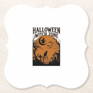 Halloween Hexenzone Schwarze Katze Friedhof Fleder Untersetzer