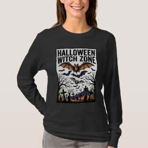 Halloween Hexenzone Vintage Friedhof Fledermaus De T-Shirt