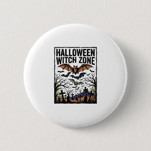 Halloween-Hexenzone Vintage-Friedhofs-Fledermaus-D Button