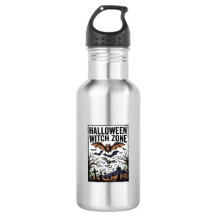 Halloween-Hexenzone Vintage-Friedhofs-Fledermaus-D Edelstahlflasche