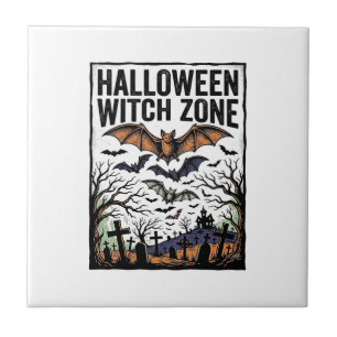 Halloween Hexenzone Vintage-Friedhofs-Fledermaus-D Fliese
