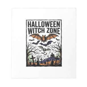 Halloween-Hexenzone Vintage-Friedhofs-Fledermaus-D Notizblock