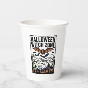 Halloween-Hexenzone Vintage-Friedhofs-Fledermaus-D Pappbecher