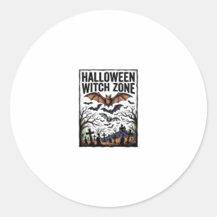 Halloween-Hexenzone Vintage-Friedhofs-Fledermaus-D Runder Aufkleber