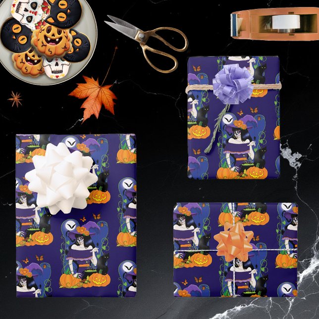 Halloween Hexenzuckerskull Geschenkpapier Set (Von Creator hochgeladen)