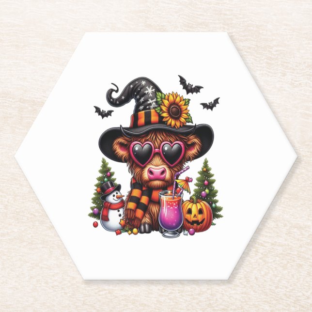 Halloween Highland Cow 2 Untersetzer (Vorderseite)