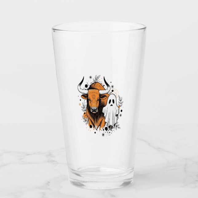 Halloween Highland Cow Cute Fall Glas (Vorderseite)