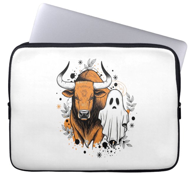 Halloween Highland Cow Niedlich Fall Laptopschutzhülle (Vorderseite)