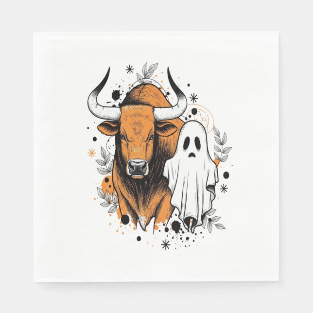 Halloween Highland Cow Niedlich Fall Serviette (Vorderseite)
