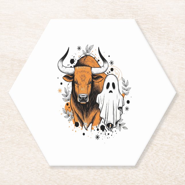 Halloween Highland Cow Niedlich Fall Untersetzer (Vorderseite)