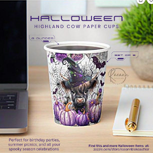 Halloween Highland Cow Paper Cups Pappbecher