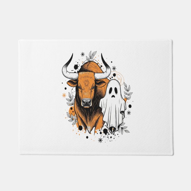 Halloween Highland Cow Pumpkin Fußmatte (Vorderseite)