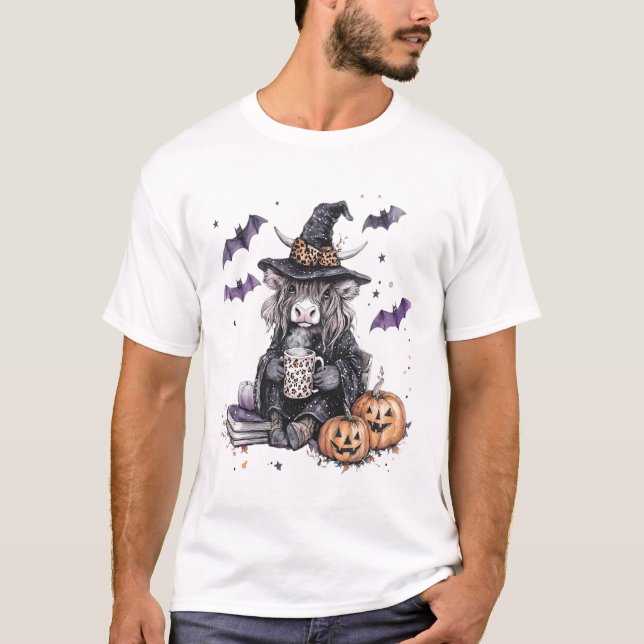 Halloween Highland Cow T-Shirt (Vorderseite)
