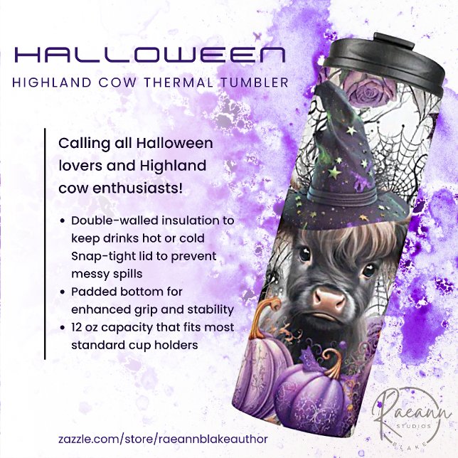 Halloween Highland Cow Thermal Tumbler Thermosbecher (Von Creator hochgeladen)