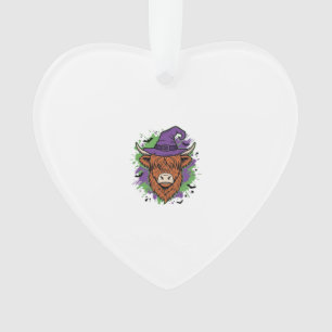 Halloween Highland Kuh Hexenhut Vintage Vektor_1 Ornament
