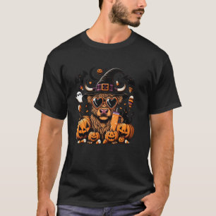 Halloween Highland Kuh Hexenkuh Gruseliger Kürbis T-Shirt