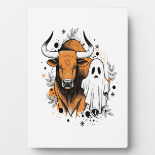 Halloween Highland-Kuh Niedlicher Herbst Fotoplatte