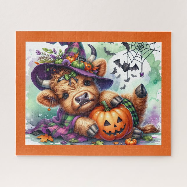 Halloween Highland-Kuh Puzzle (Horizontal)