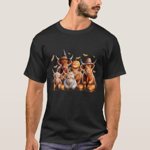 Halloween Highland Kuh Witch Hat gezählt Cross STI T-Shirt