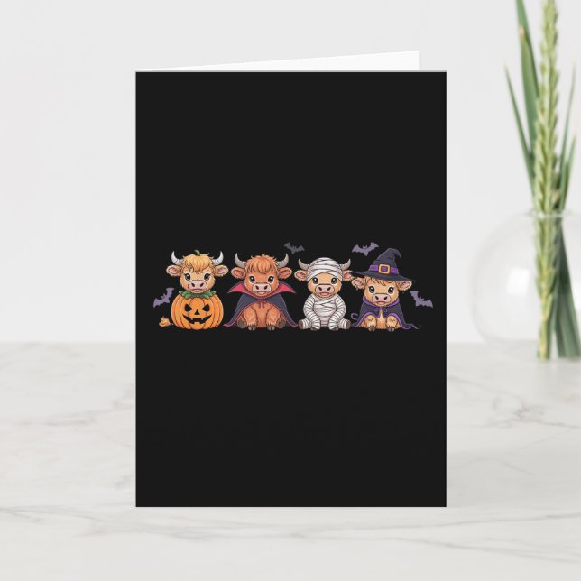 Halloween Highland-Rind  Karte (Vorderseite)