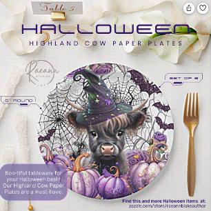 Halloween Highland-Rind-Papierplatten Pappteller